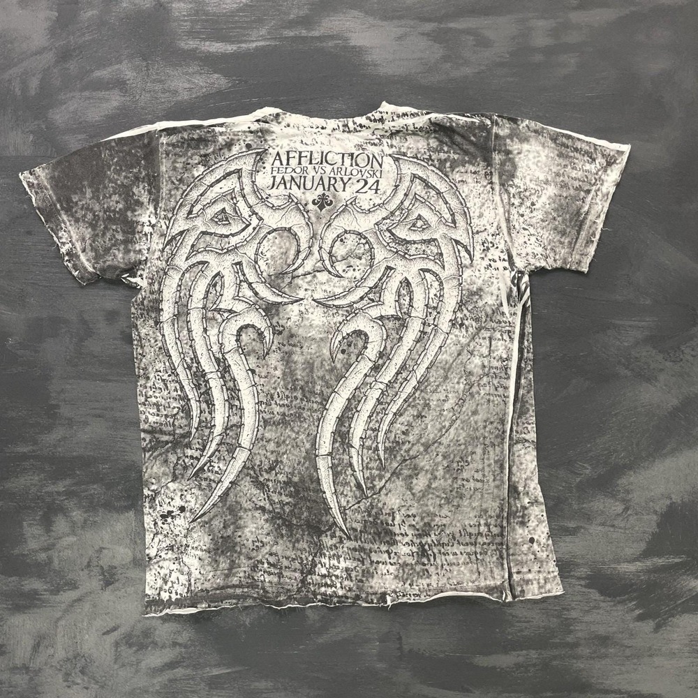 vintage Affliction Fedor vs Arlovski shirt mens large white 2000s y2k wings